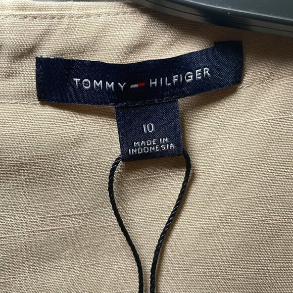 Tommy Hilfiger navy striped linen sheath dress sz 10 - Picture 2 of 8